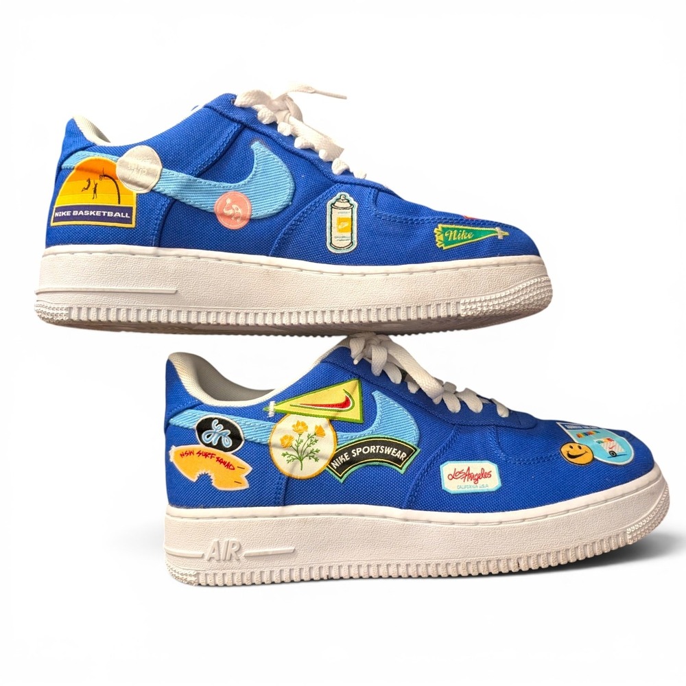 Nike Air Force One 07 LA Dodgers Lakers Patchwork Special Release Blue Women 9.5 - Picture 4 of 12